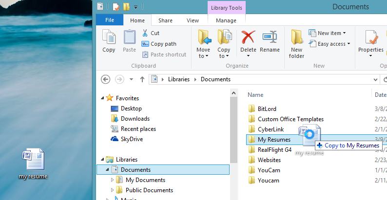 how to click and drag a file into a folder
